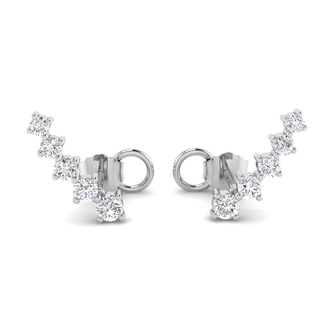 0.36ct Natural Diamond Crawlers Earrings in 9K White Gold