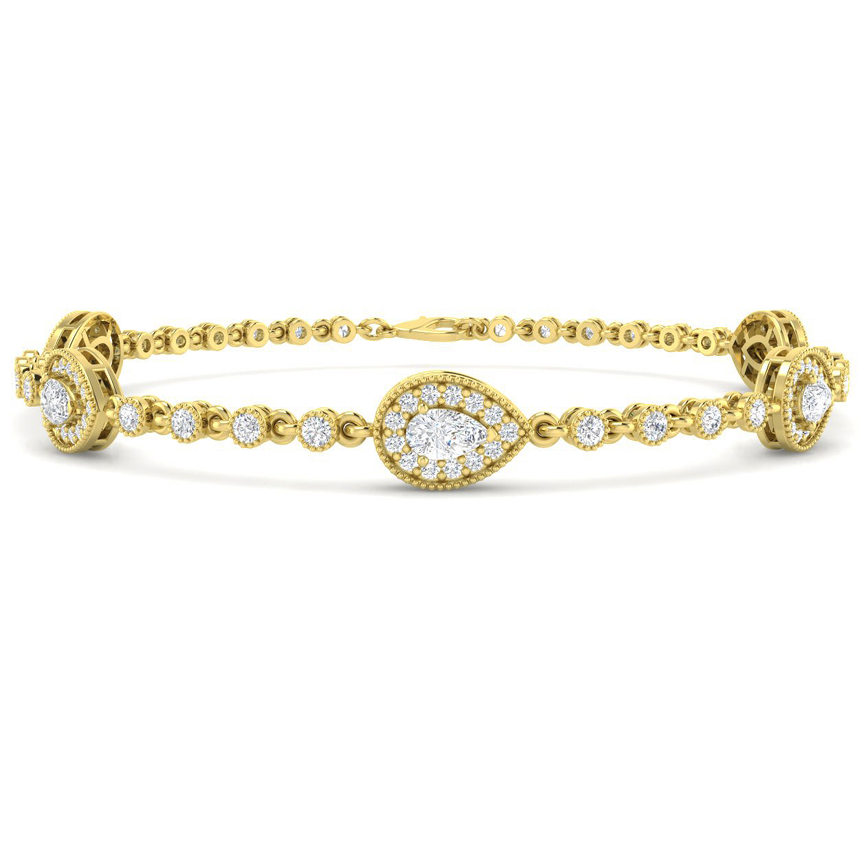2.41ct Natural Diamond Tennis Bracelet in 9K Yellow Gold