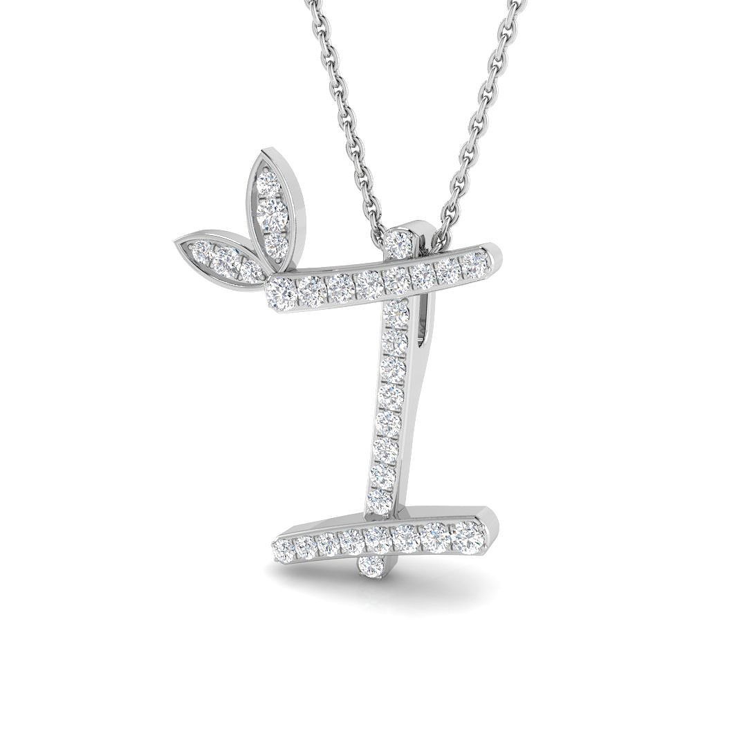 0.28ct Natural Diamond Initials Pendant in 9K White Gold