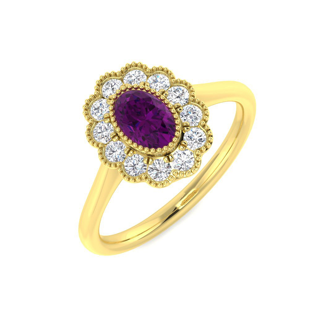 Halo Ring in 9K Yellow Gold
