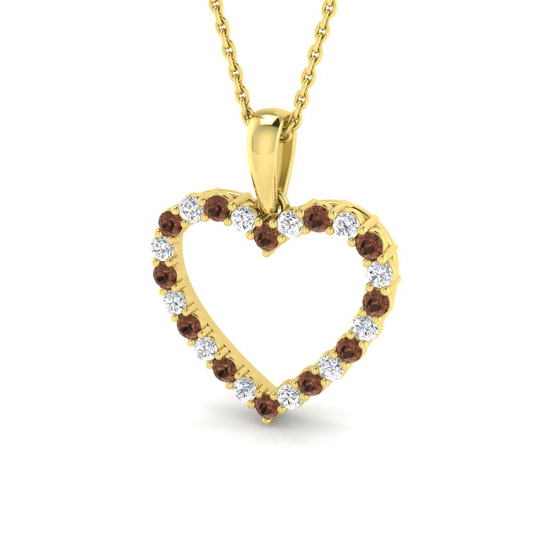 0.60ct Natural Diamond Heart Pendant in 14K Yellow Gold