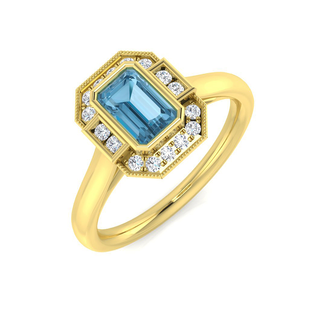 Blue Topaz Ring in 9K Yellow Gold