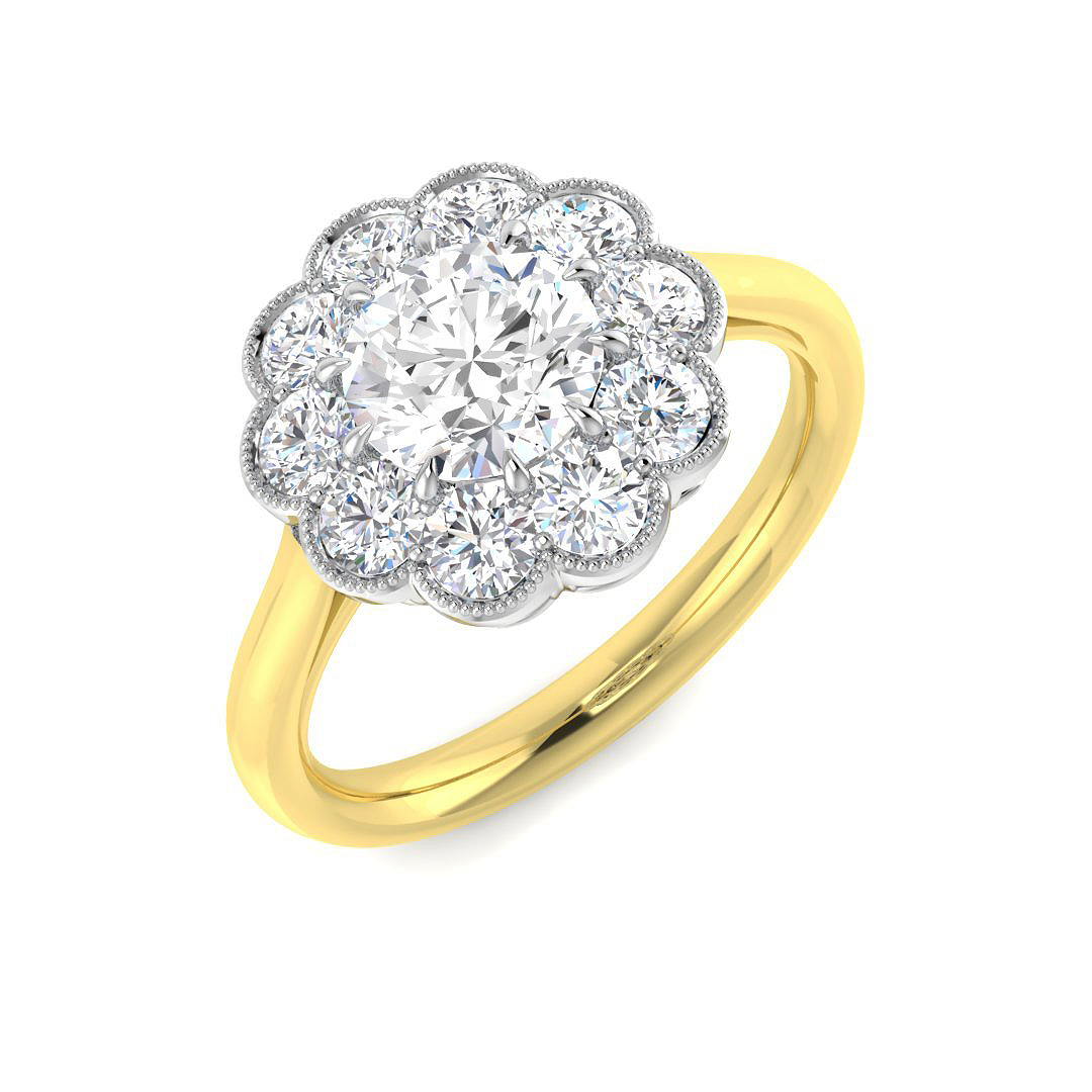 1.78ct Lab-Grown Diamond Cluster Ring in 9K Yellow Gold