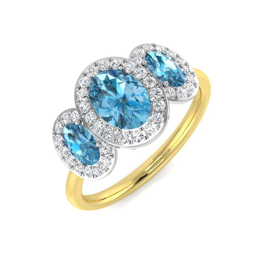 Blue Topaz Ring in 9K Two Tone