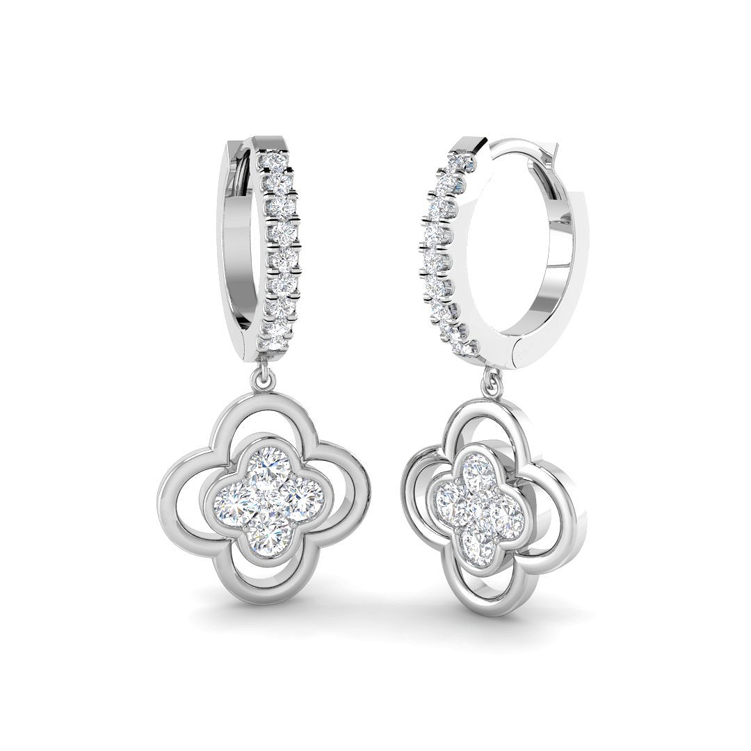 1.04ct Lab-Grown Diamond Clover Earrings in 9K White Gold
