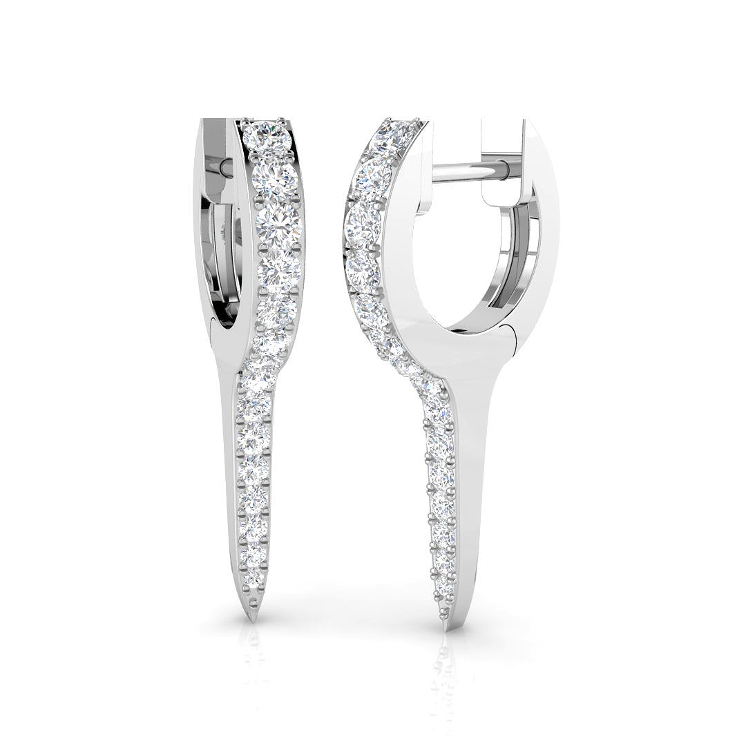 0.43ct Natural Diamond Hoops Earrings in 18K White Gold