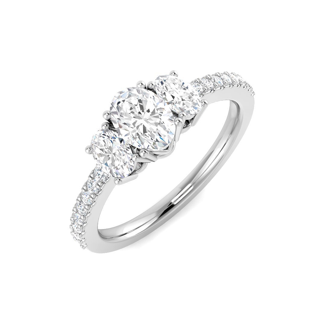 1.07ct Lab-Grown Diamond 3 Stone Ring in 9K White Gold