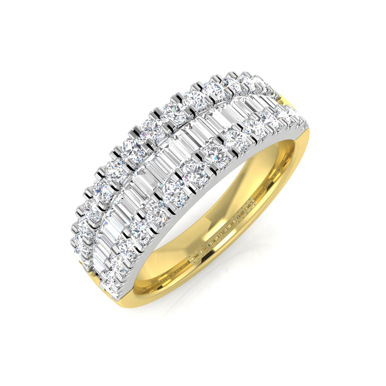 1.01ct Natural Diamond Baguette & Brilliant Ring in 9K Yellow Gold