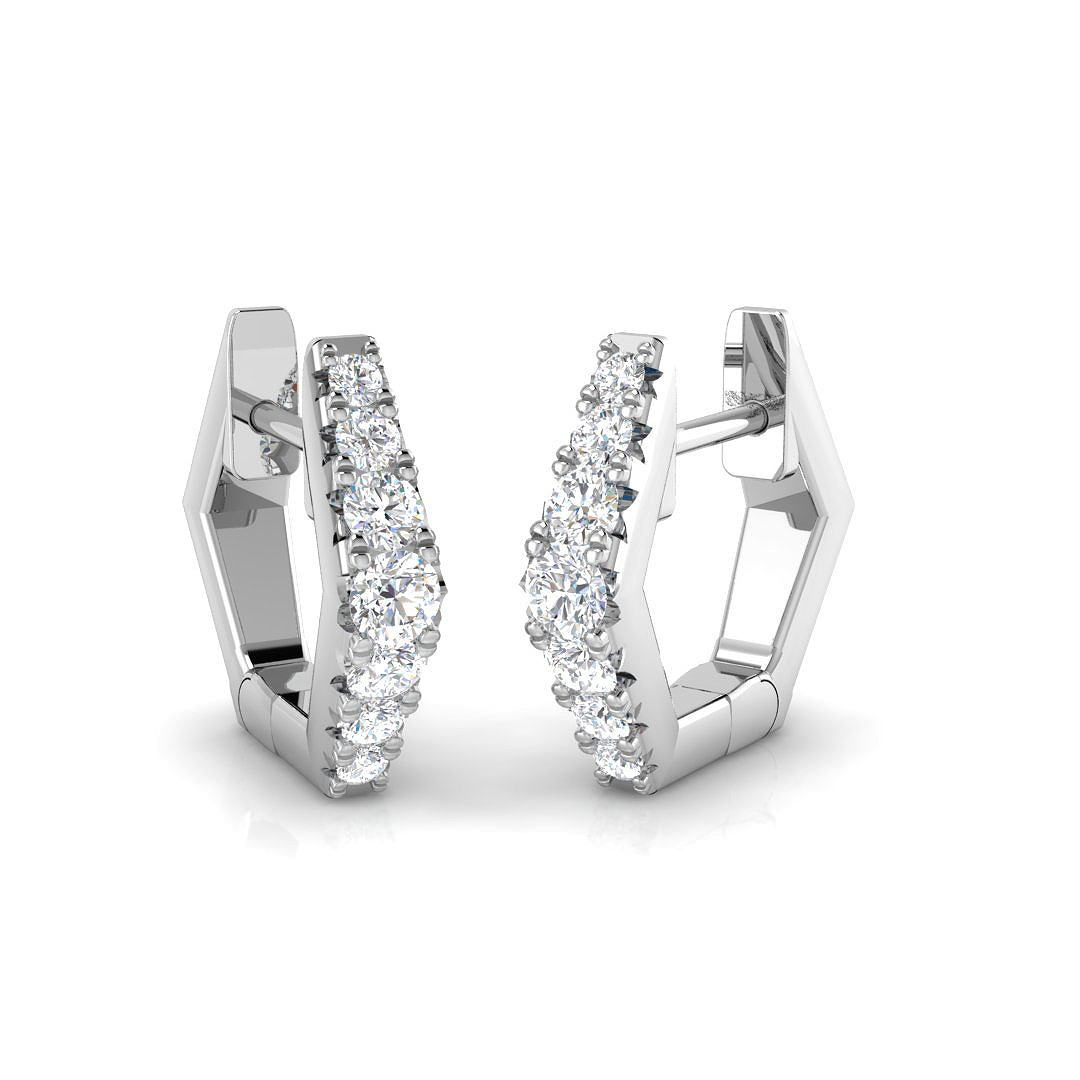 0.28ct Natural Diamond Hoops Earrings in 18K White Gold