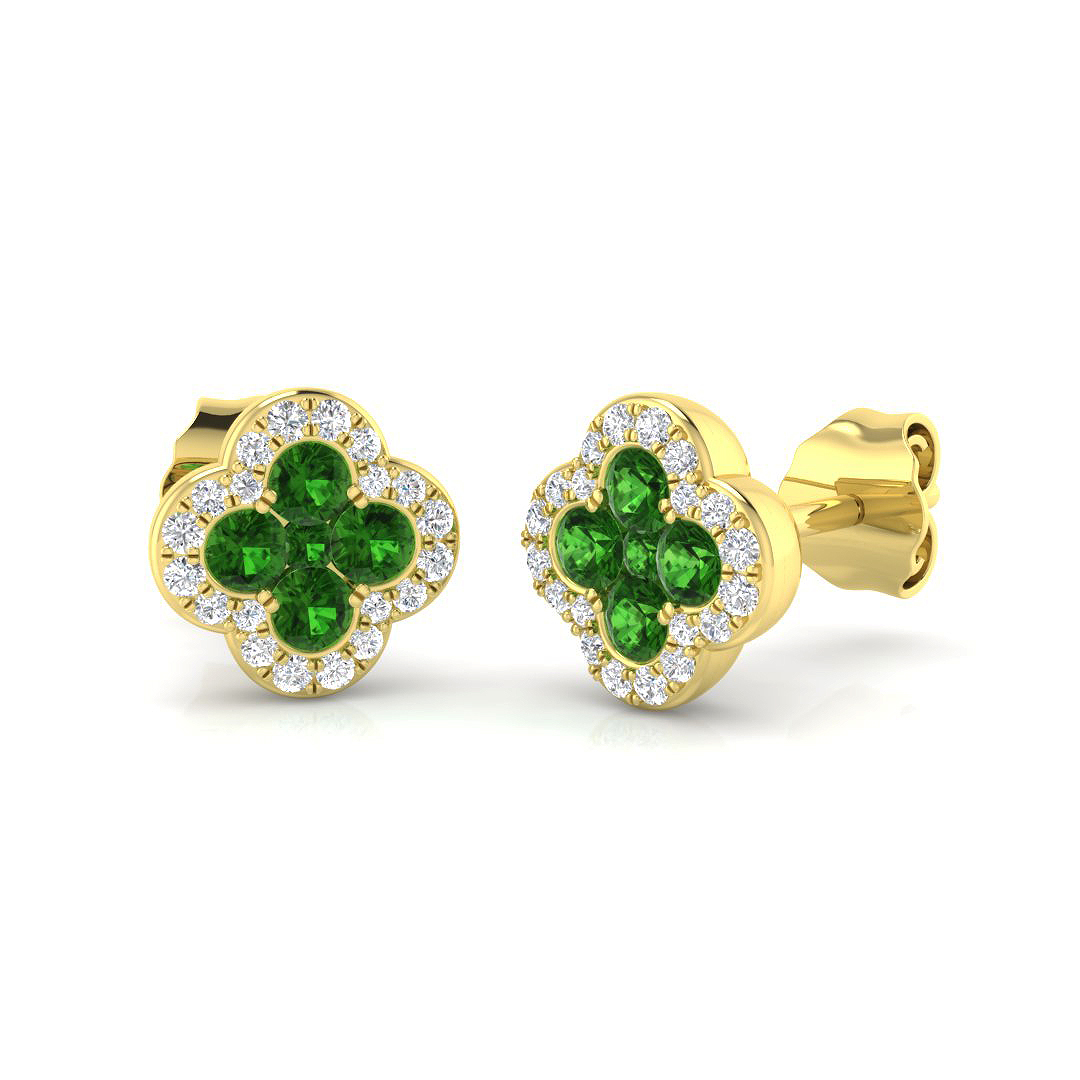 Tsavorite Earrings in 18K Yellow Gold