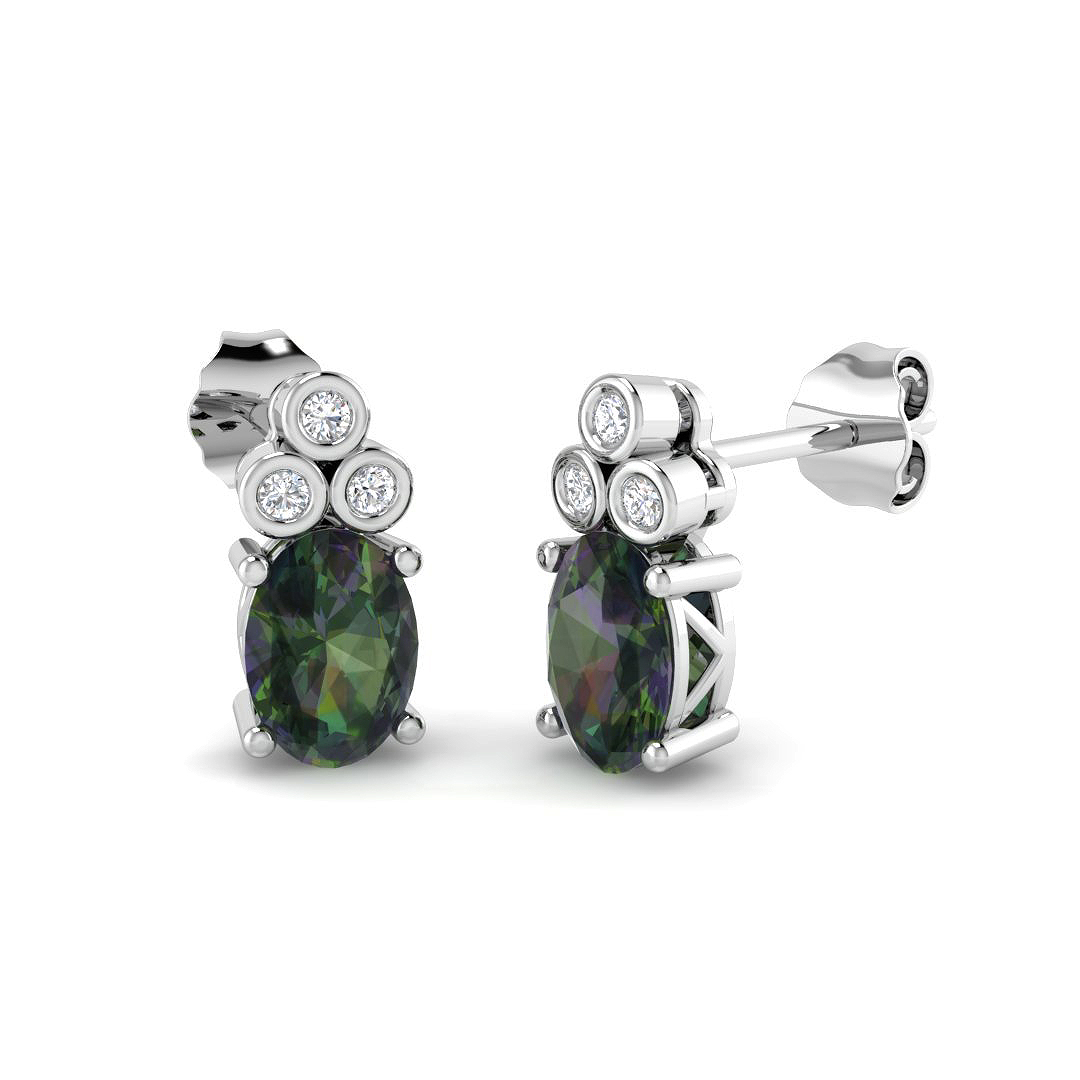 Teal Sapphire Earrings in 9K White Gold