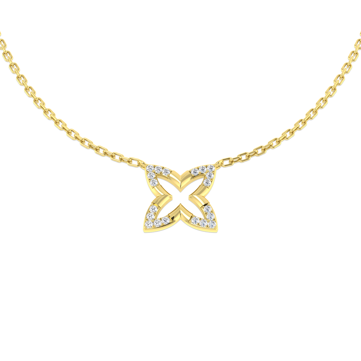 0.10ct Natural Diamond Shape Necklace in 18K Yellow Gold
