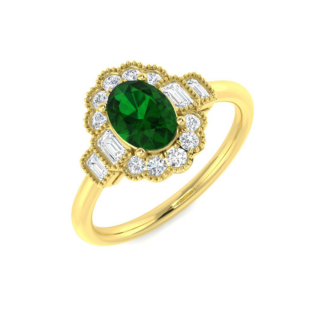 1.24ct Lab-Grown Diamond Vintage Ring in 9K Yellow Gold