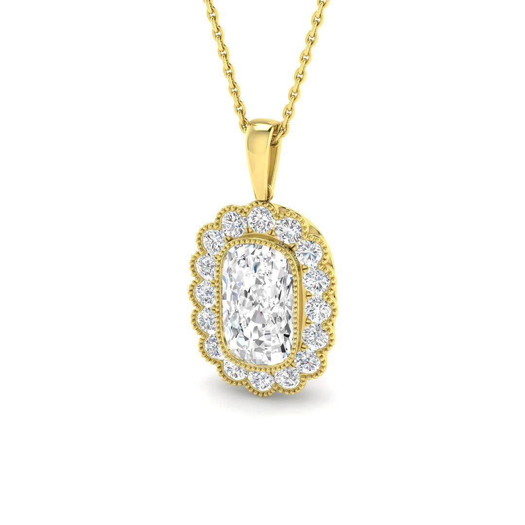 2.65ct Lab-Grown Diamond Vintage Pendant in 9K Yellow Gold