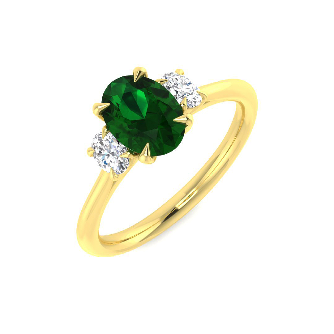 0.99ct Lab-Grown Diamond Emerald Ring in 9K Yellow Gold