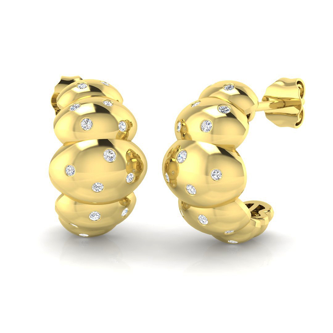 0.25ct Natural Diamond Fancy Earrings in 18K Yellow Gold