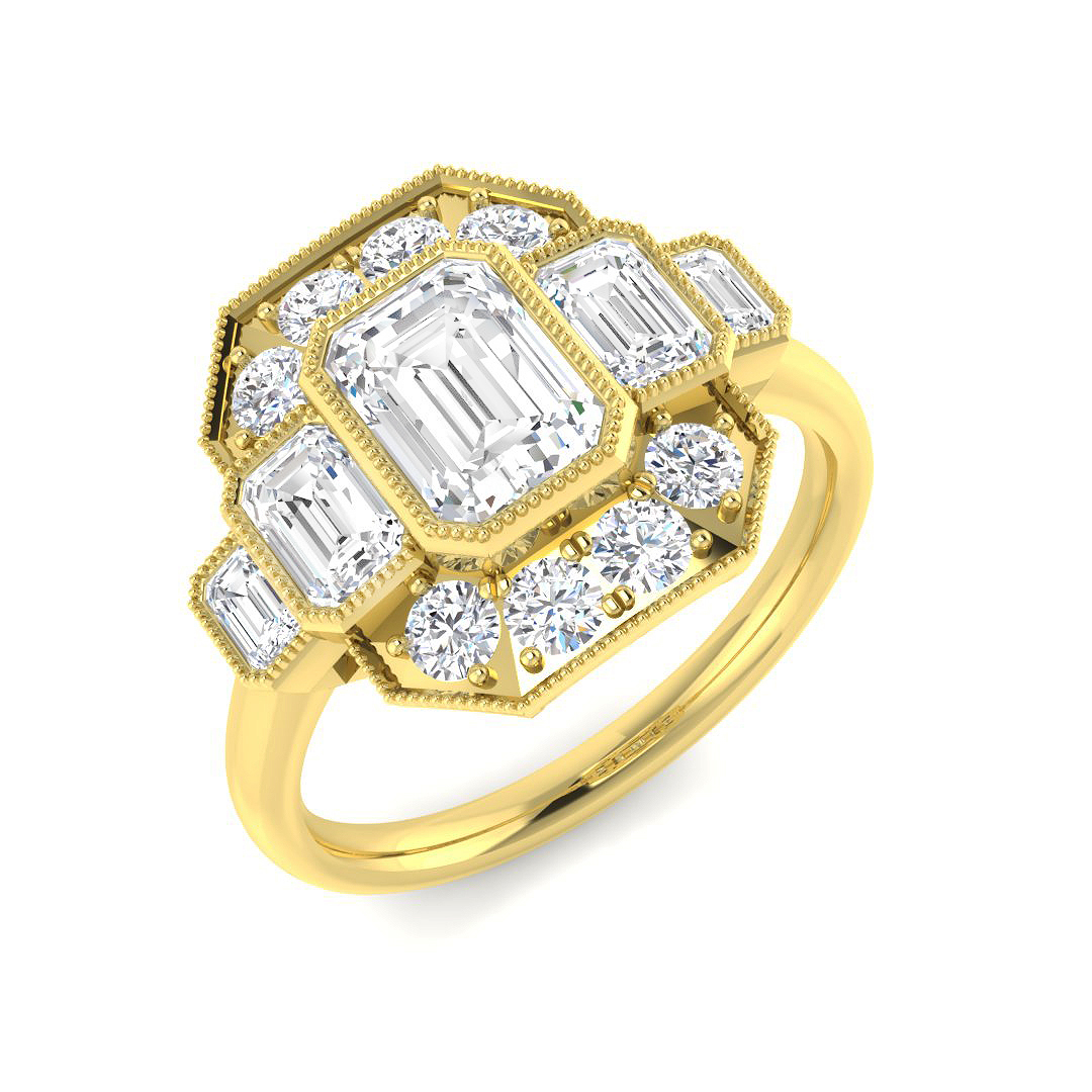 2.07ct Lab-Grown Diamond 5 Stone Ring in 9K Yellow Gold