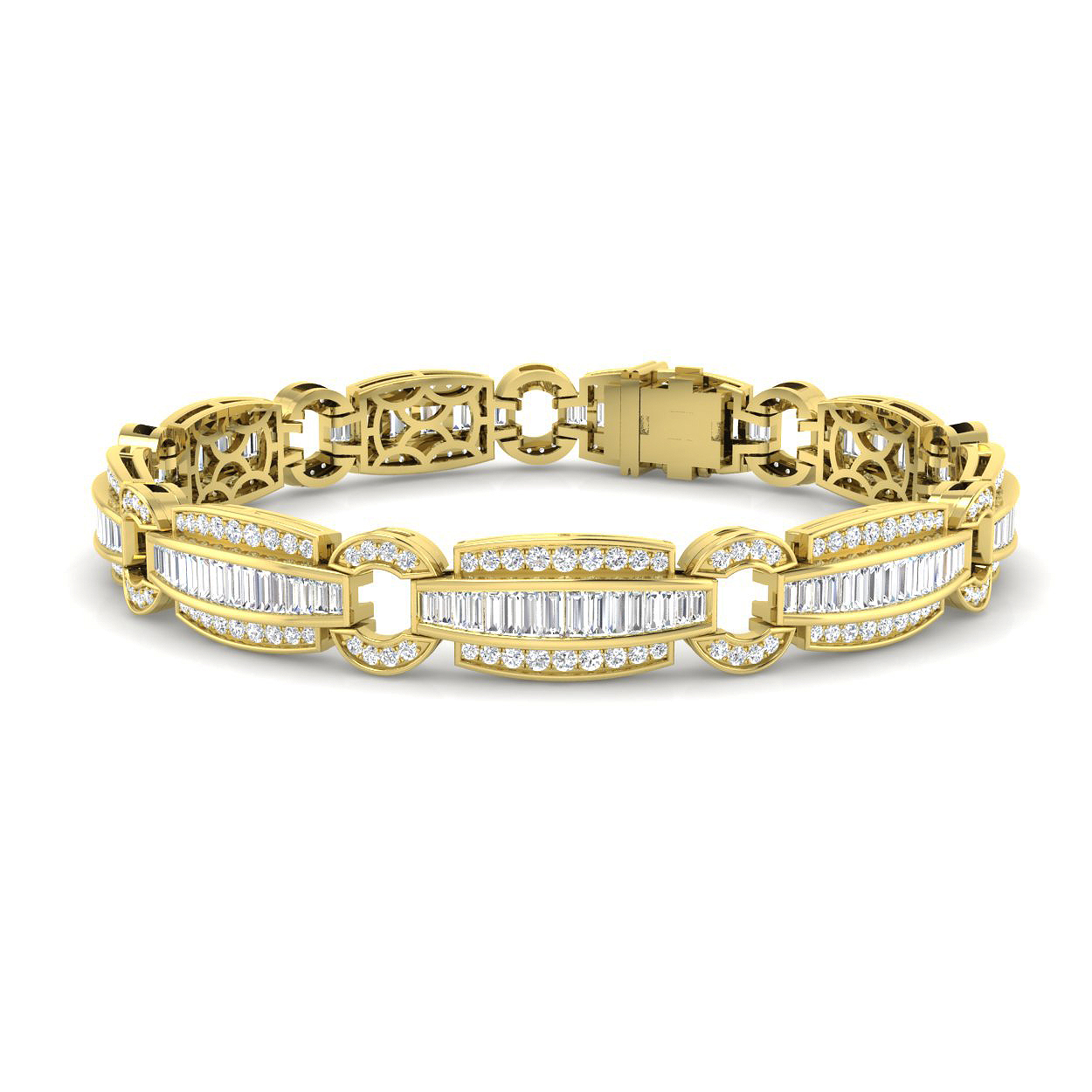 4.34ct Lab-Grown Diamond Baguette & Brilliant Bracelet in 9K Yellow Gold