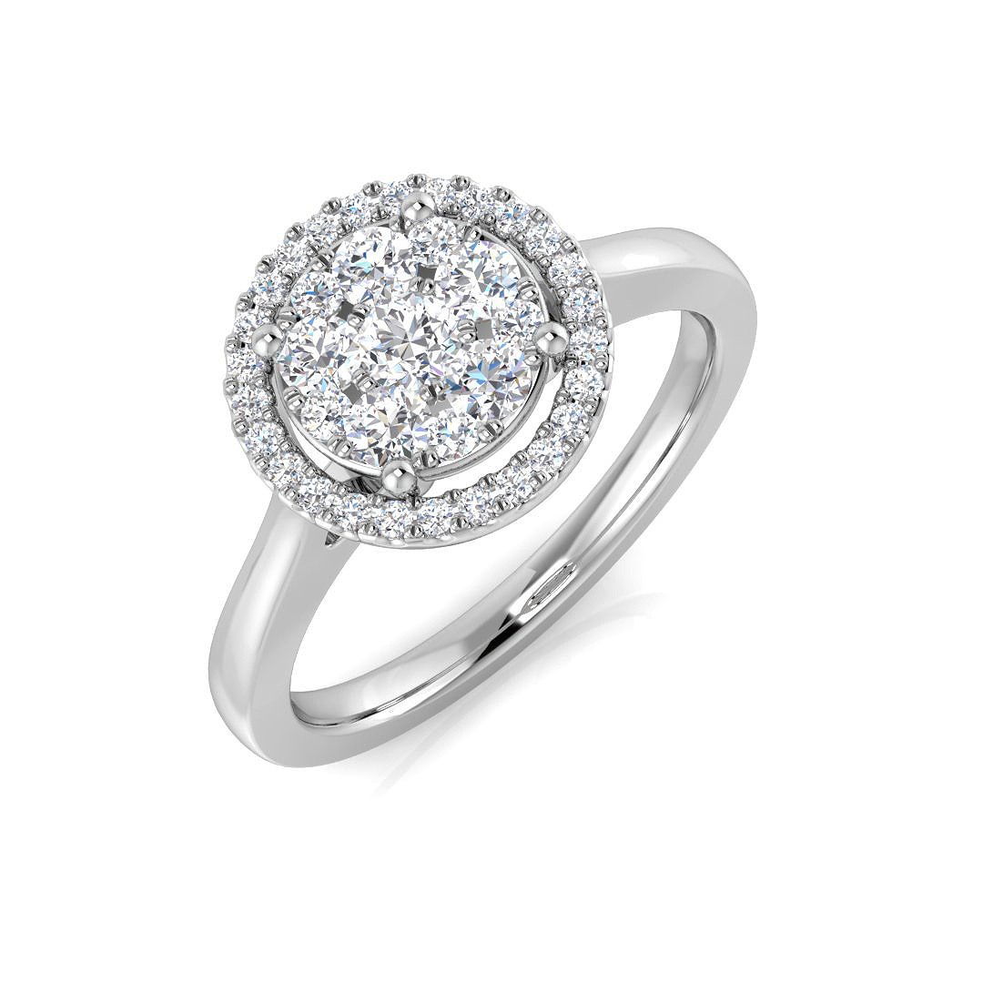 0.46ct Natural Diamond Cluster Ring in 9K White Gold