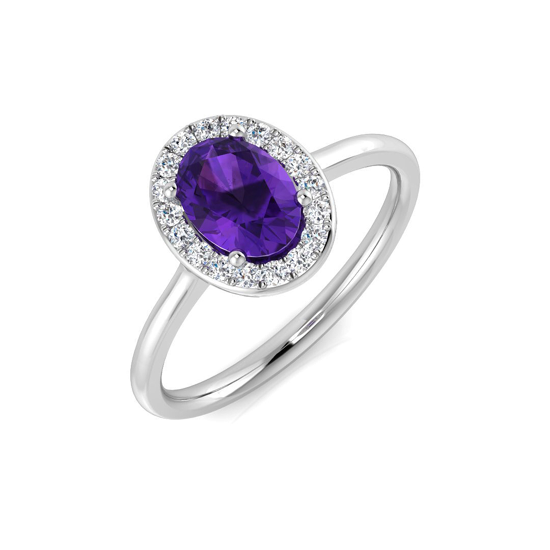 Amethyst Ring in 9K White Gold