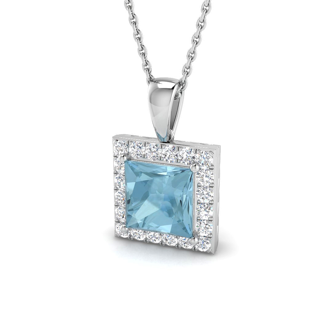 Aquamarine Pendant in 18K White Gold