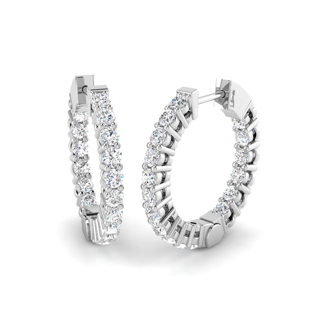 1.18ct Natural Diamond Hoops Earrings in 9K White Gold
