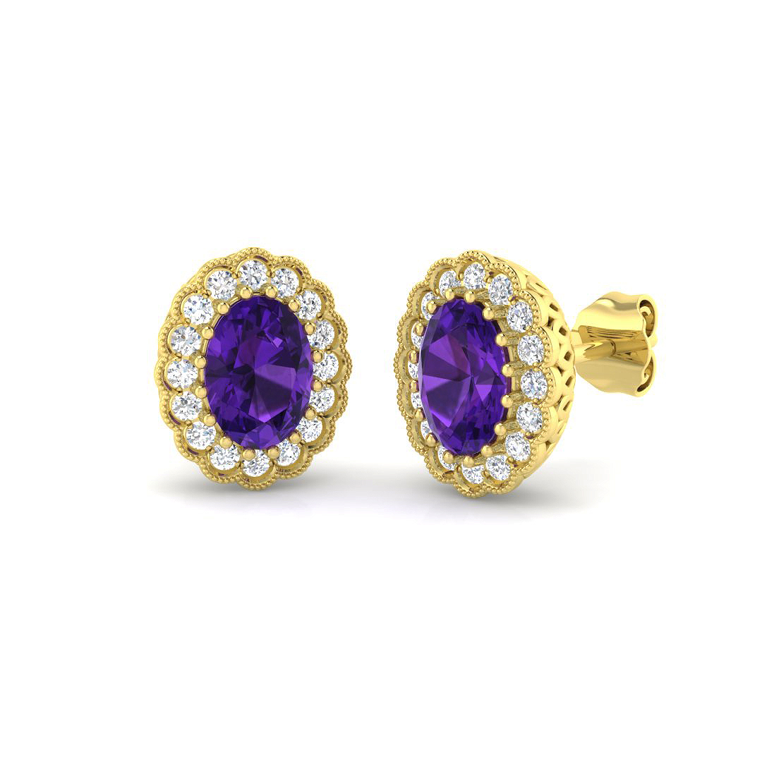 Amethyst Earrings in 9K Yellow Gold