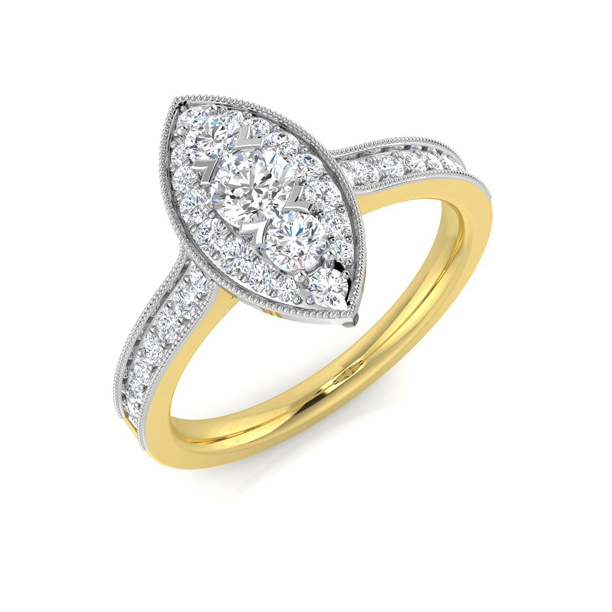 0.62ct Natural Diamond Cluster Ring in 18K Yellow Gold