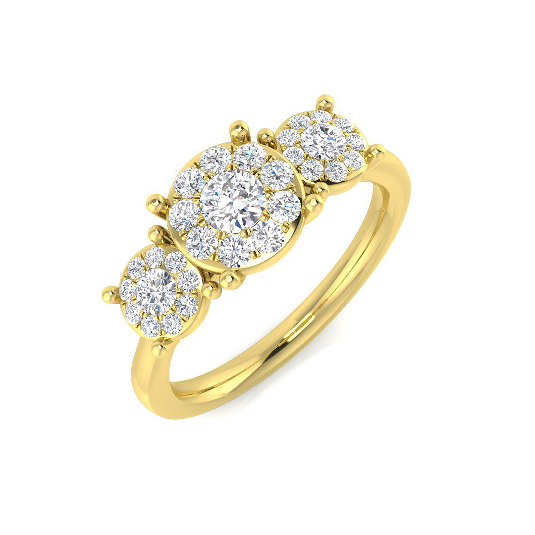 0.50ct Natural Diamond 3 Stone Ring in 18K Two Tone