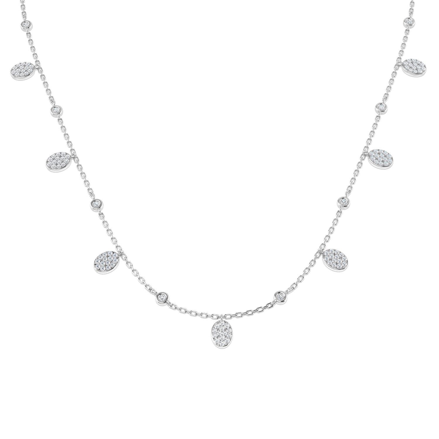 0.61ct Natural Diamond Shape Necklace in 18K White Gold