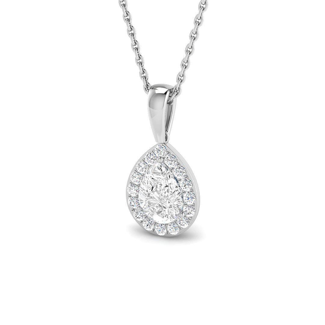 0.74ct Lab-Grown Diamond Halo Pendant in 9K White Gold