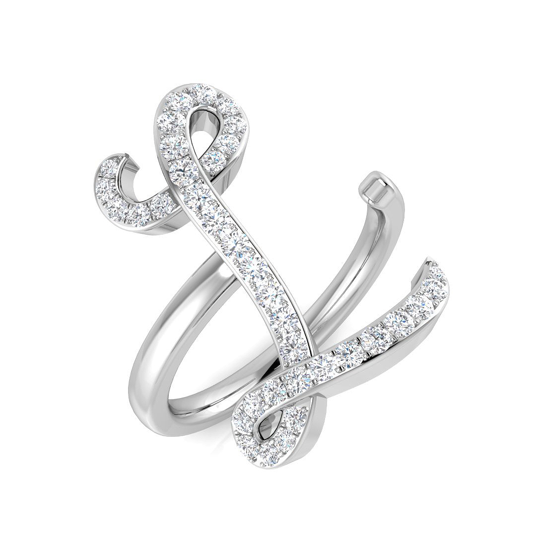 0.40ct Natural Diamond Initials Ring in 9K White Gold