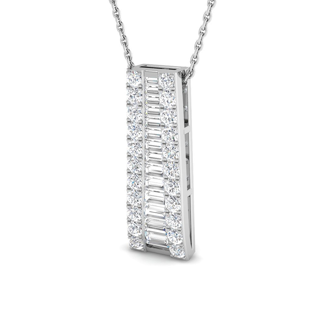 0.75ct Natural Diamond Baguette & Brilliant Pendant in 9K White Gold