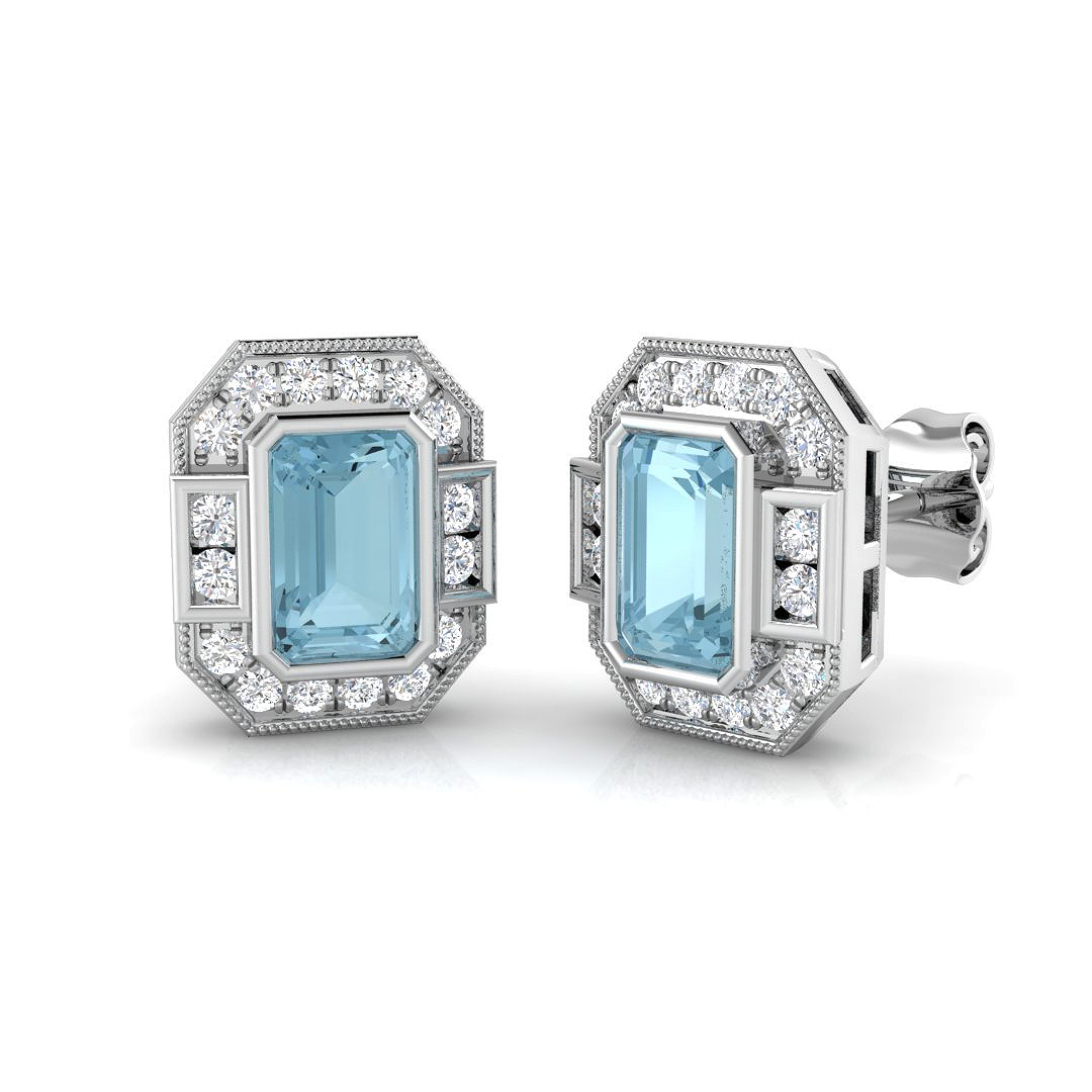 Aquamarine Earrings in 9K White Gold