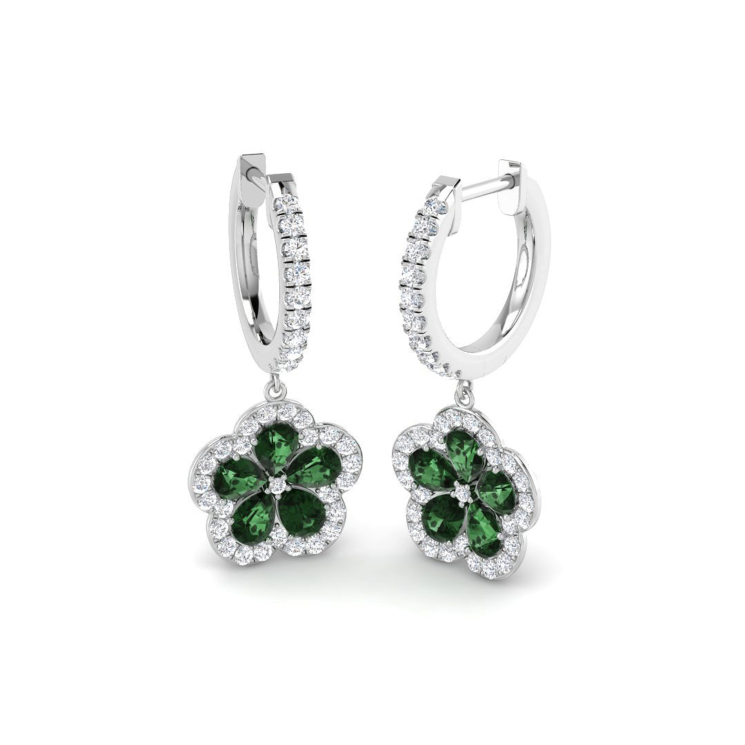 Tsavorite Earrings in 9K White Gold