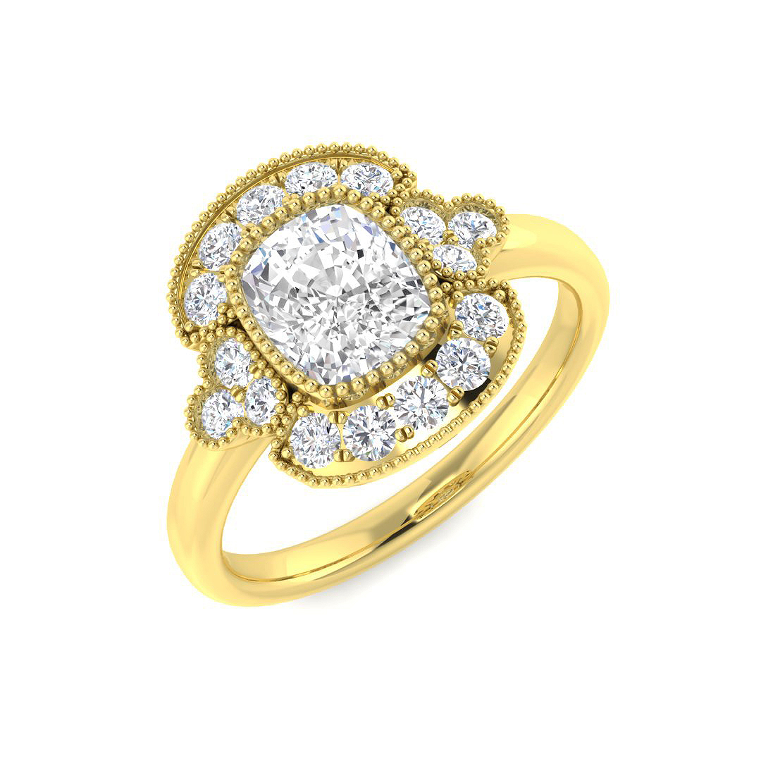 1.60ct Natural Diamond Vintage Ring in 9K Yellow Gold