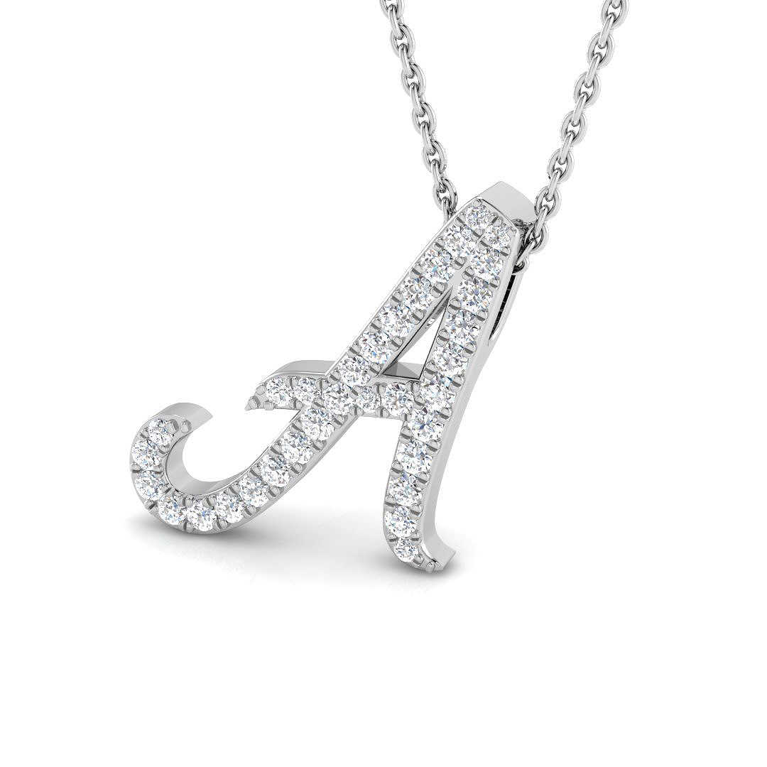 0.27ct Natural Diamond Initials Pendant in 9K White Gold