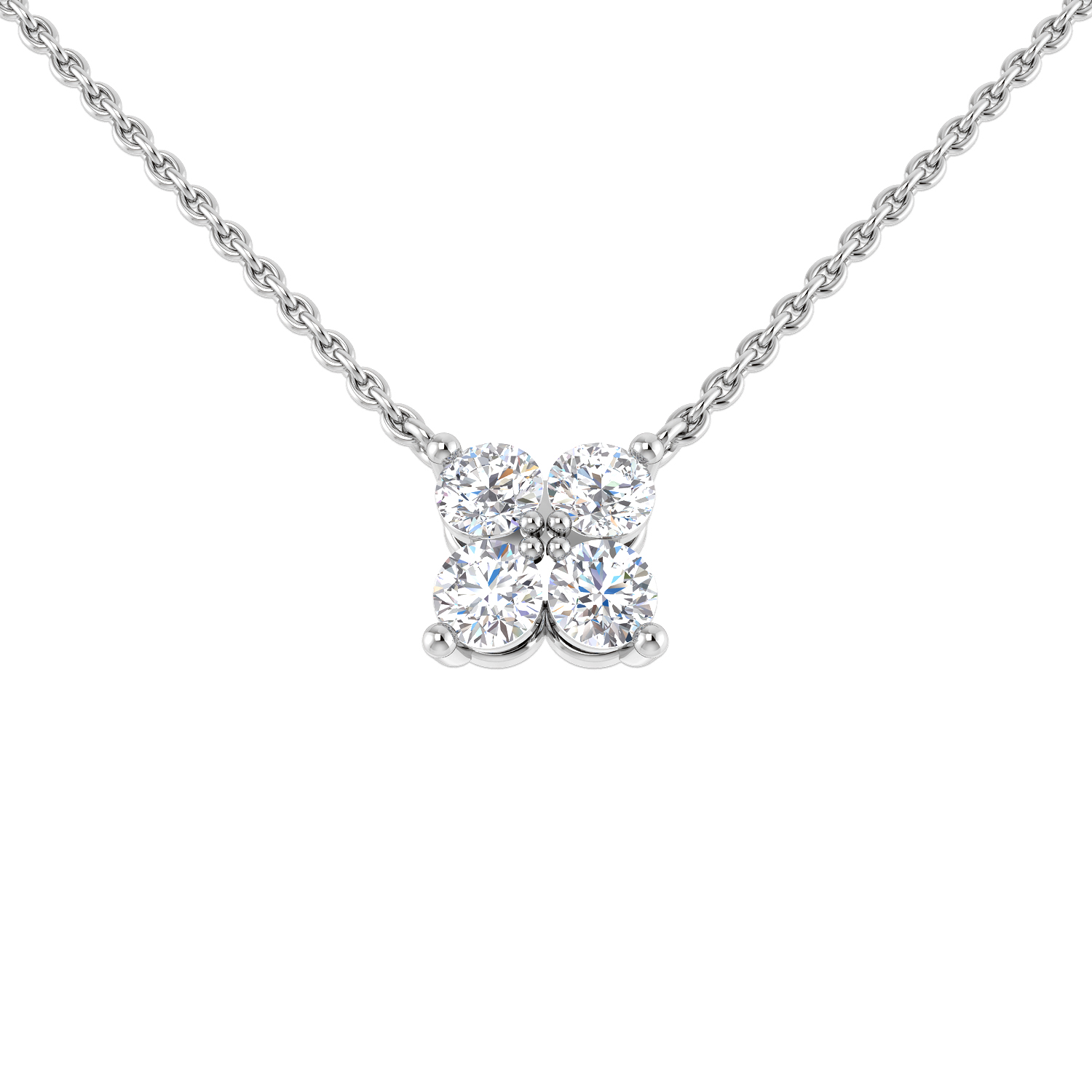 0.32ct Natural Diamond Cluster Necklace in 18K White Gold