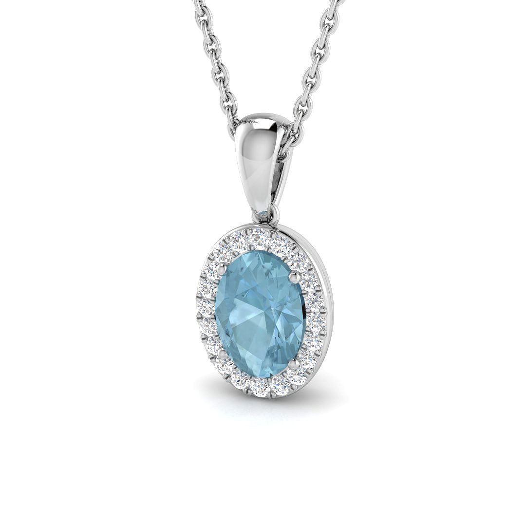 Halo Pendant in 9K White Gold