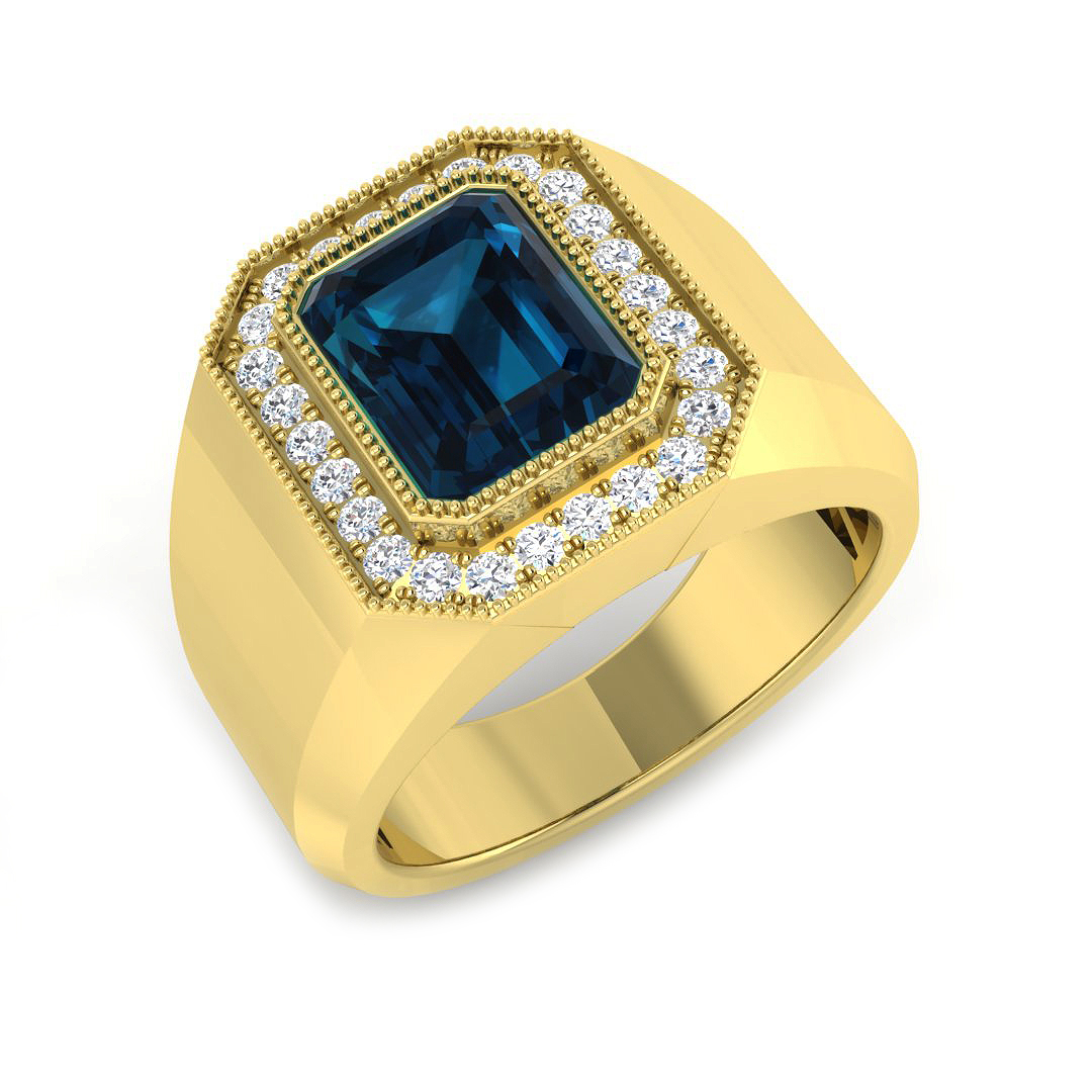London Blue Topaz Ring in 9K Yellow Gold