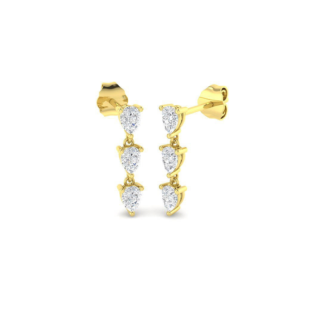0.71ct Lab-Grown Diamond Drop & Trilogy Earrings in 9K Yellow Gold