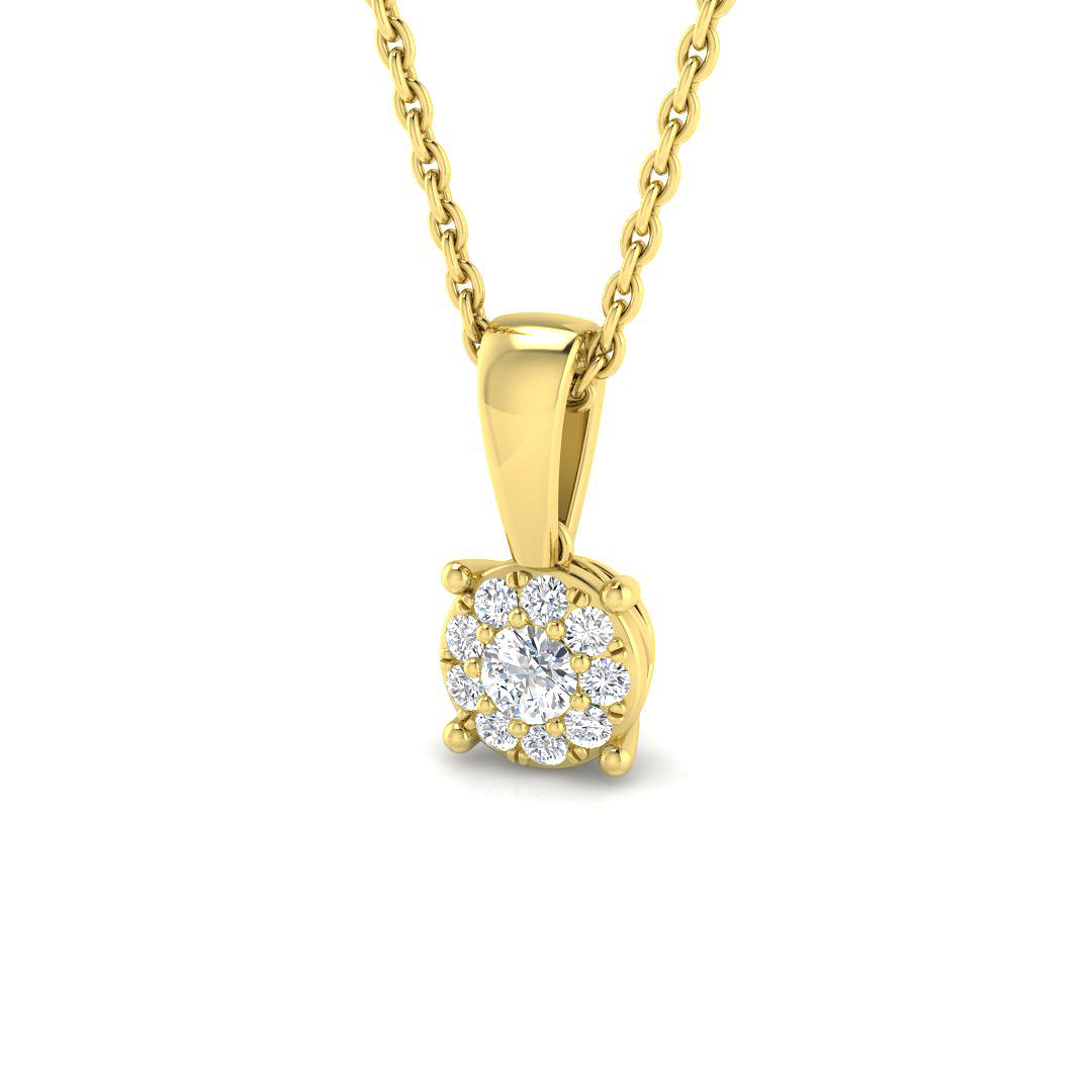 0.13ct Lab-Grown Diamond Cluster Pendant in 9K Yellow Gold