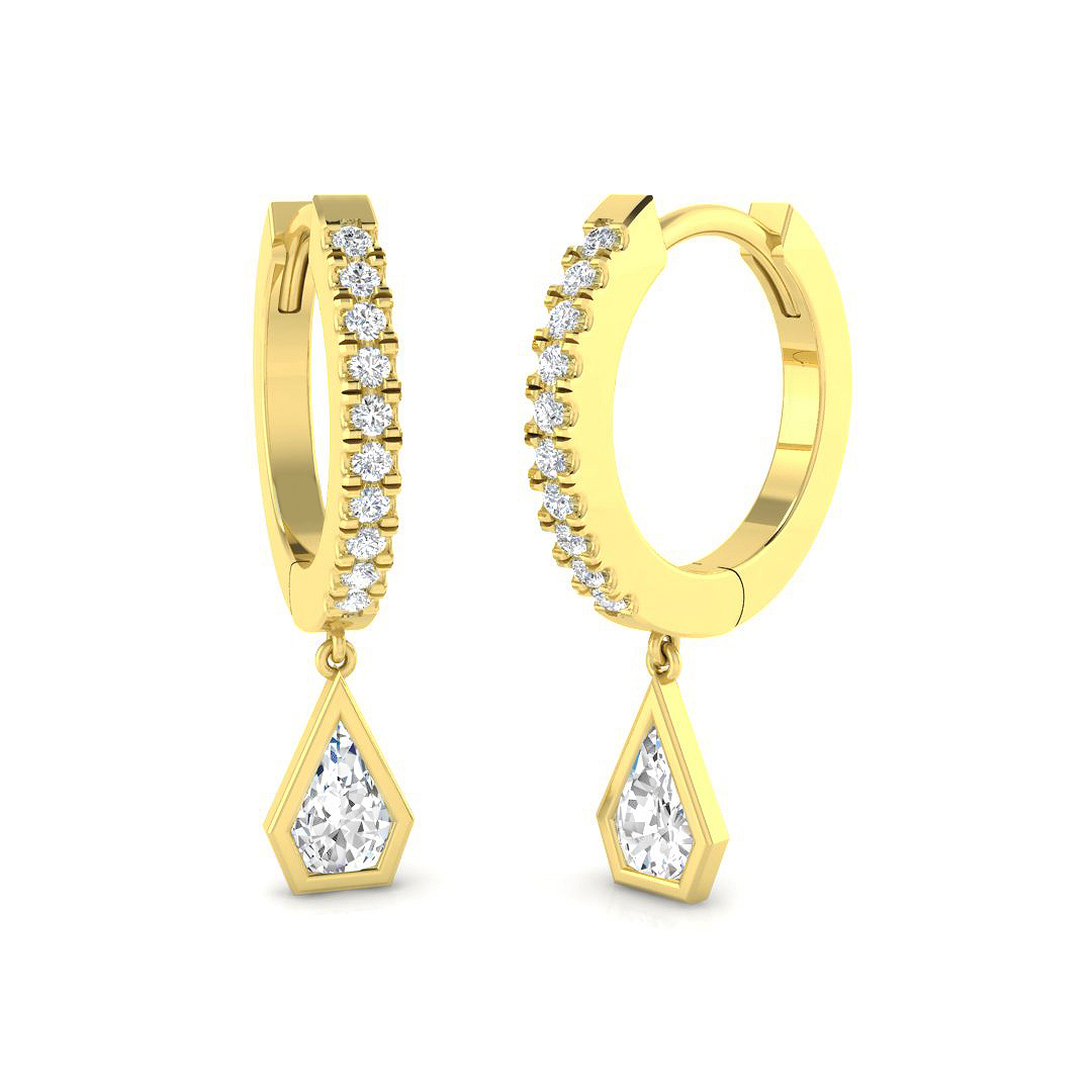 0.51ct Natural Diamond Drop & Trilogy Earrings in 18K Yellow Gold