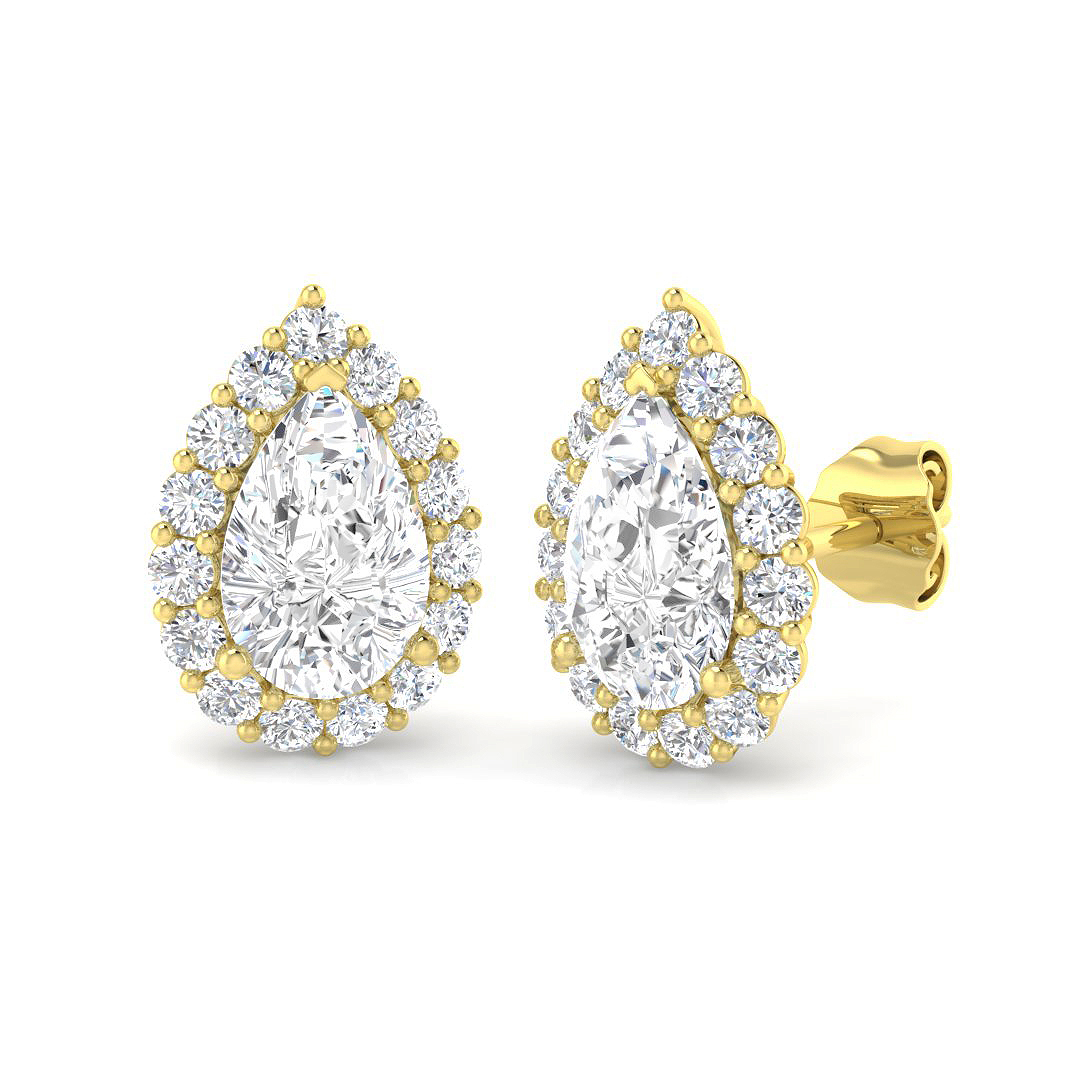 2.68ct Lab-Grown Diamond Halo Earrings in 9K Yellow Gold