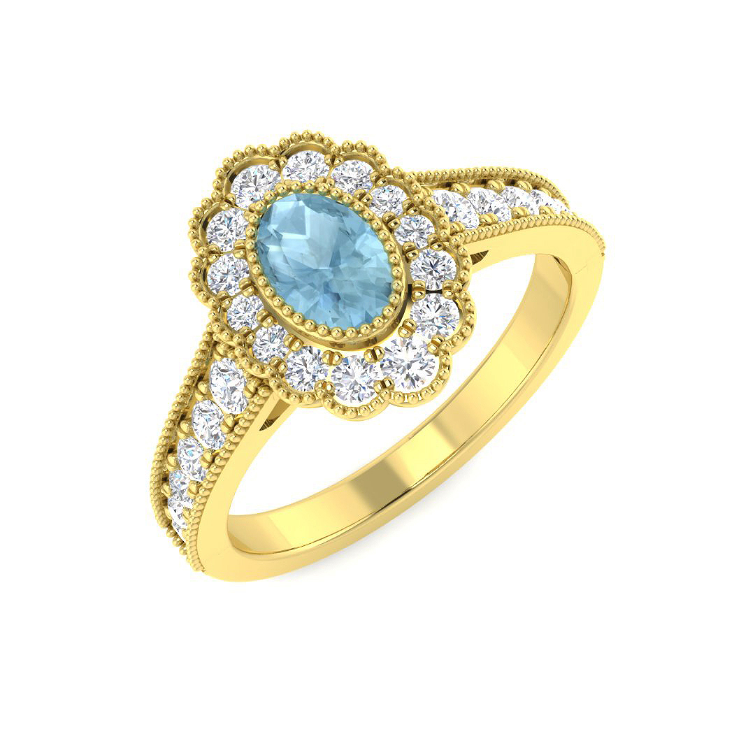 Aquamarine Ring in 9K Yellow Gold