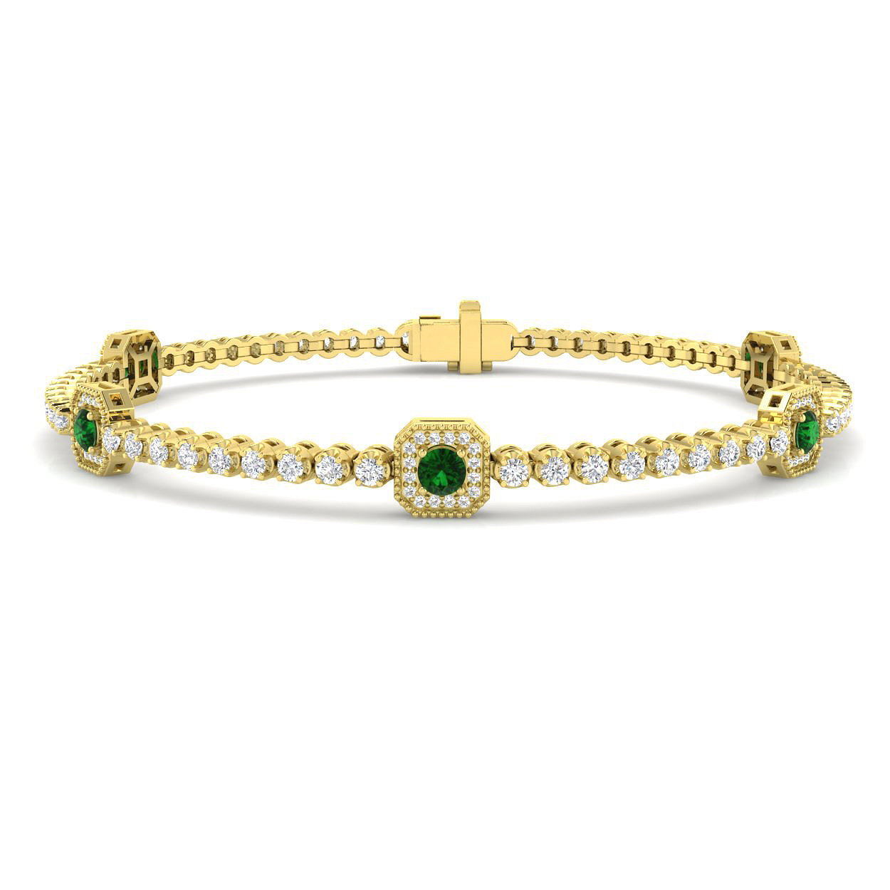 Emerald Bracelet in 9K Yellow Gold