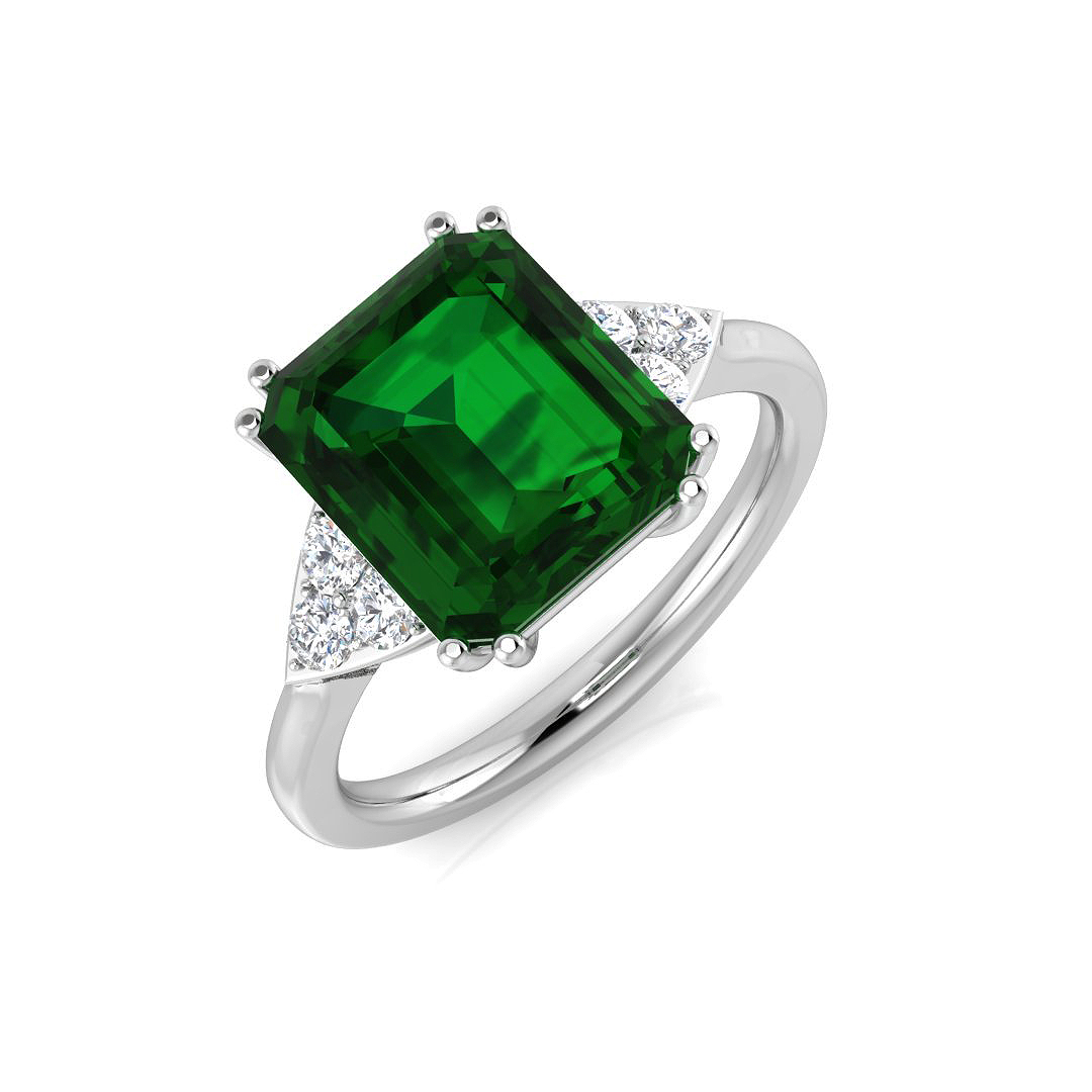 Emerald Ring in 18K White Gold