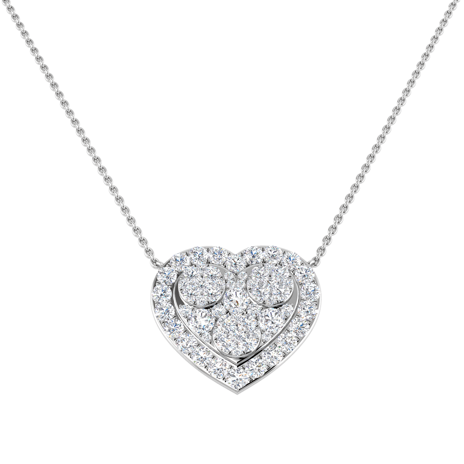 1.30ct Natural Diamond Heart Necklace in 9K White Gold