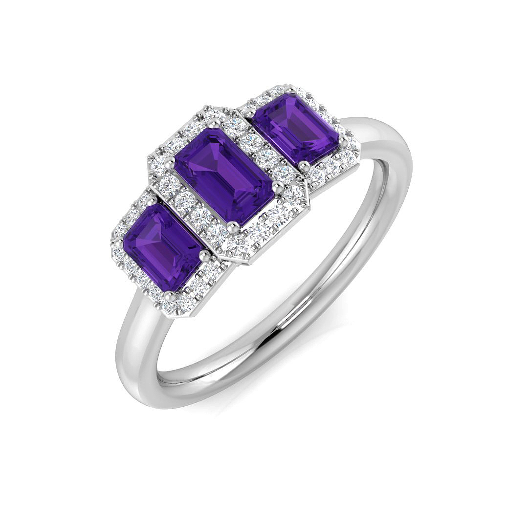Amethyst Ring in 9K White Gold