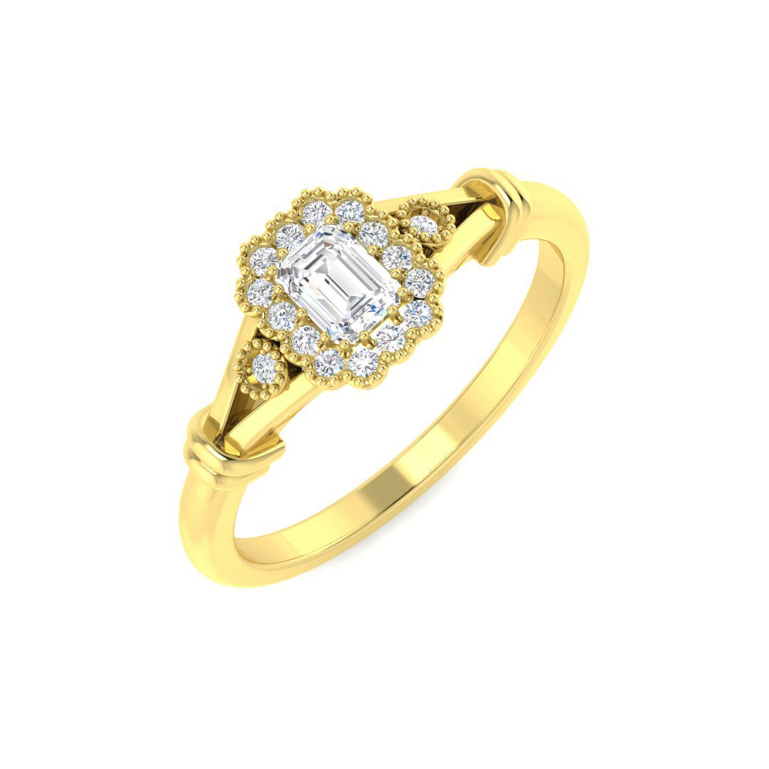 0.32ct Natural Diamond Vintage Ring in 9K Yellow Gold